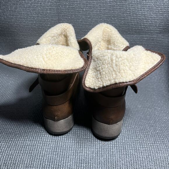 Maurices Helen Foldover Boots Womens Size 9M Brown Faux Leather Stacked Heel - Picture 5 of 12